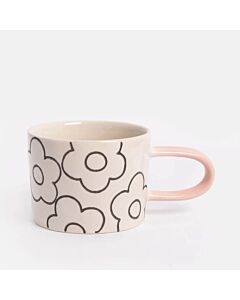 Caroline Gardner Mono Outline Flower Ceramic Mug
